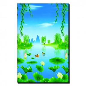 Tranh dán tường Hồ Sen Xanh